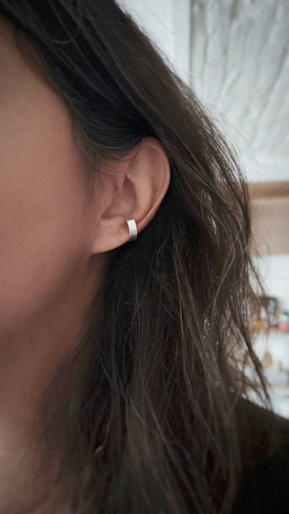 Thumbnail: Flat ear cuffs - Silver Earring n34- Matte silver