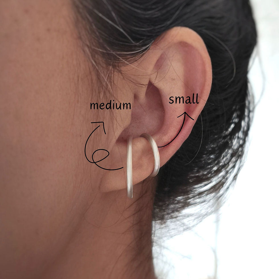 Thumbnail: Medium size Ear Cuff - Silver Earring - n32- Matte silver