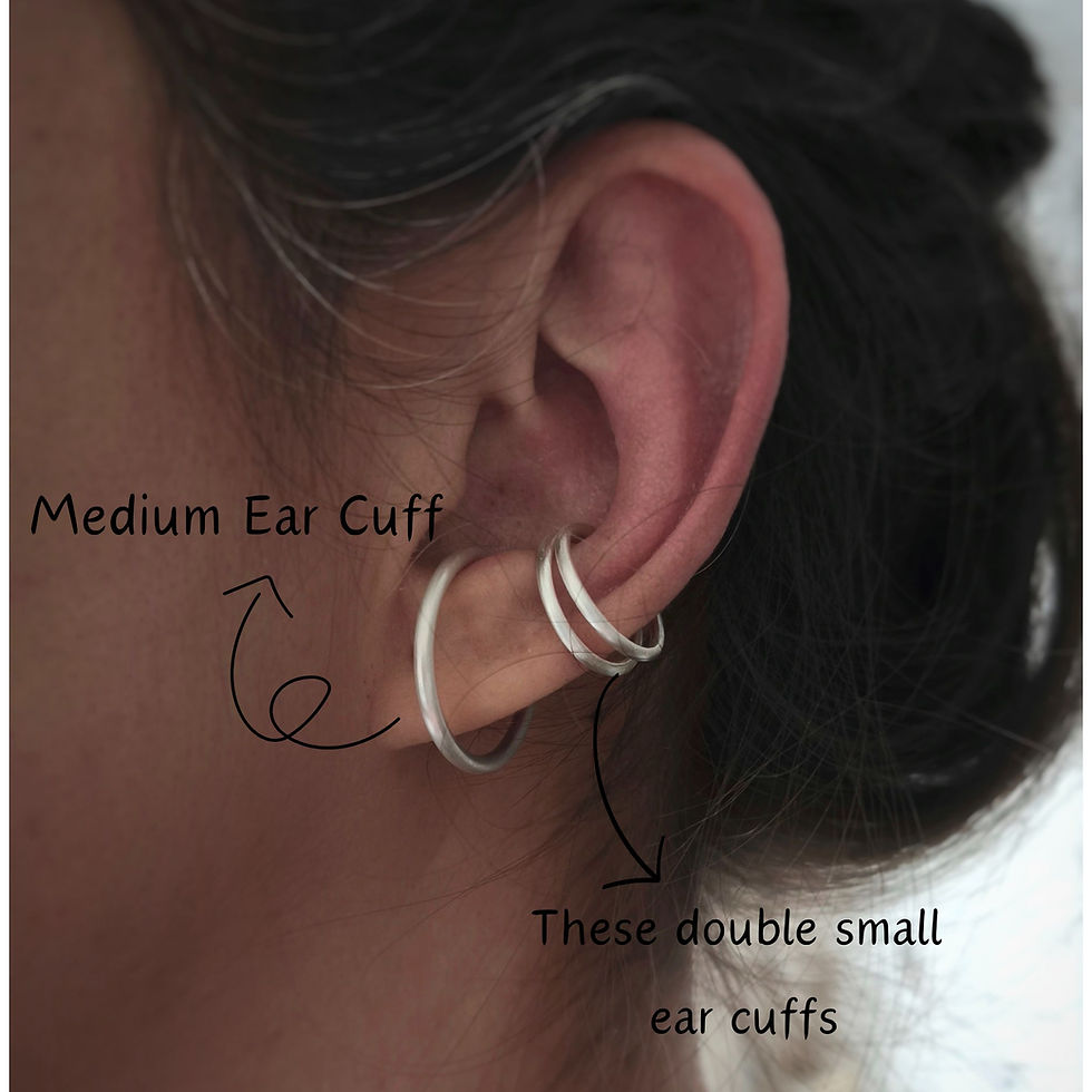 Miniature : Medium size Ear Cuff - Silver Earring - n32- Matte silver