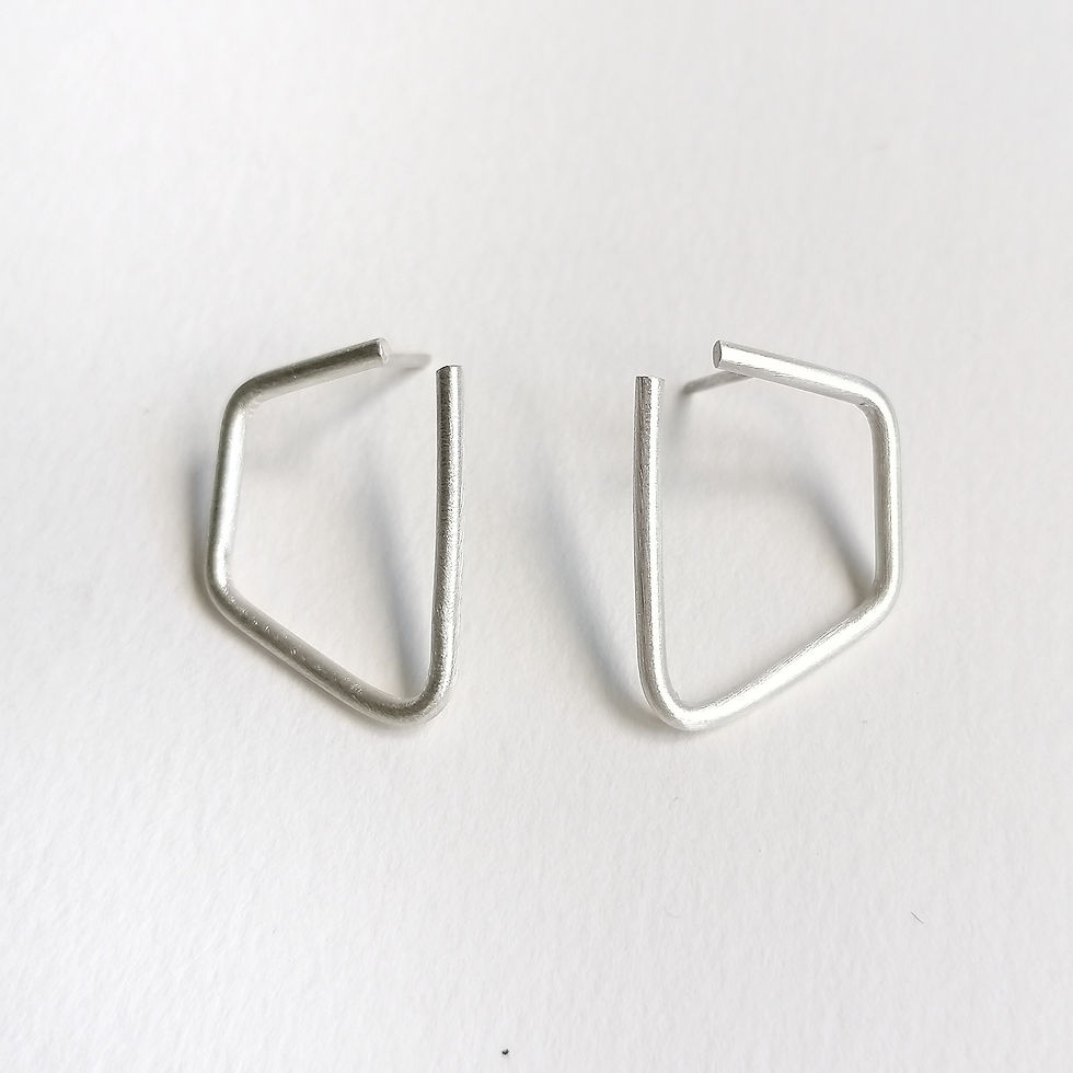 Thumbnail: Silver Earrings from the Geometric collection 26- matte silver finish