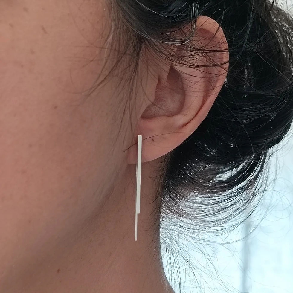 Thumbnail: Line collection earring 02- brushed matte finish
