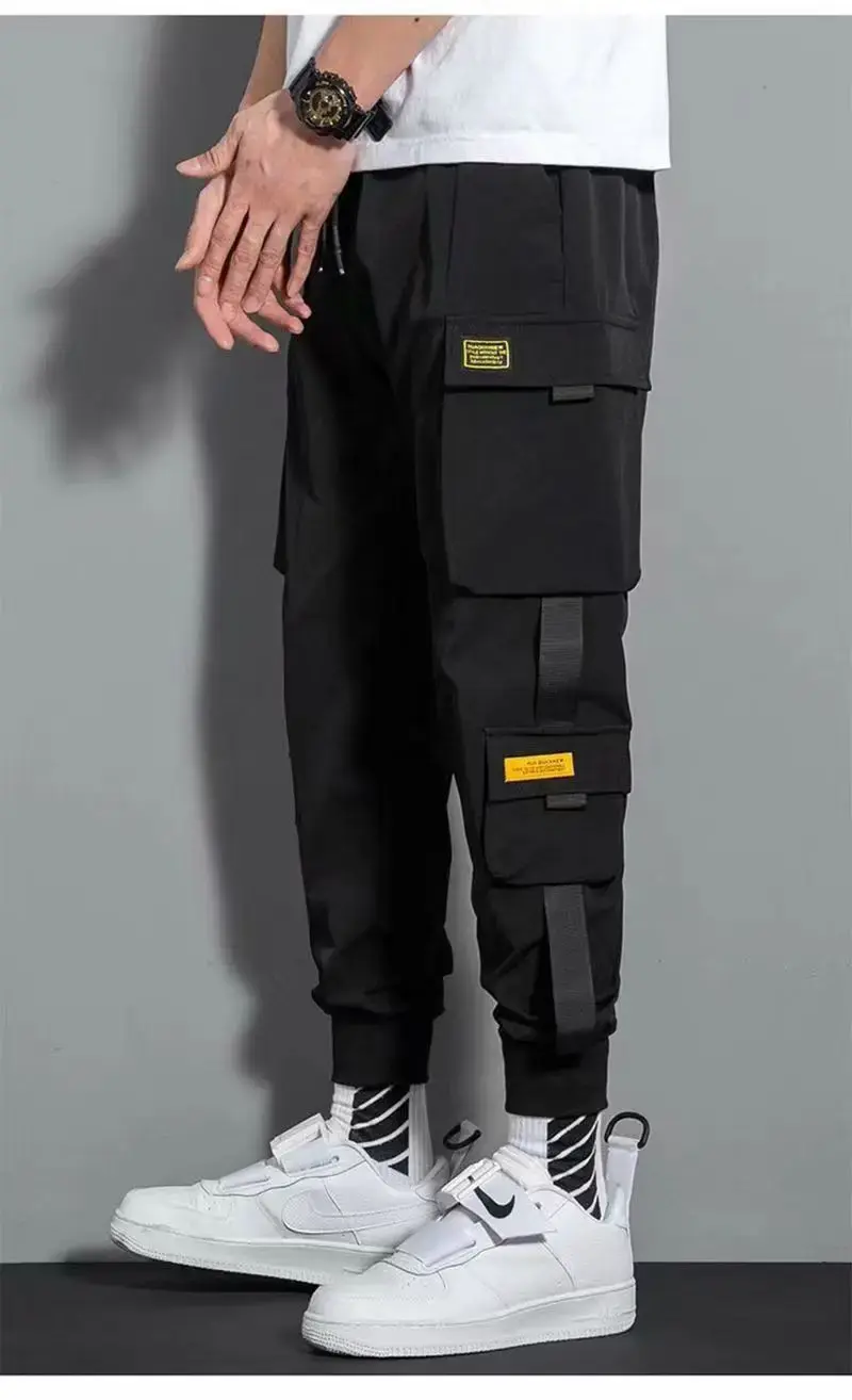 Miniatura: Thin Streetwear Casual Pants Men Ribbons Harem Jogging Pants Male Slim Fit Sprin
