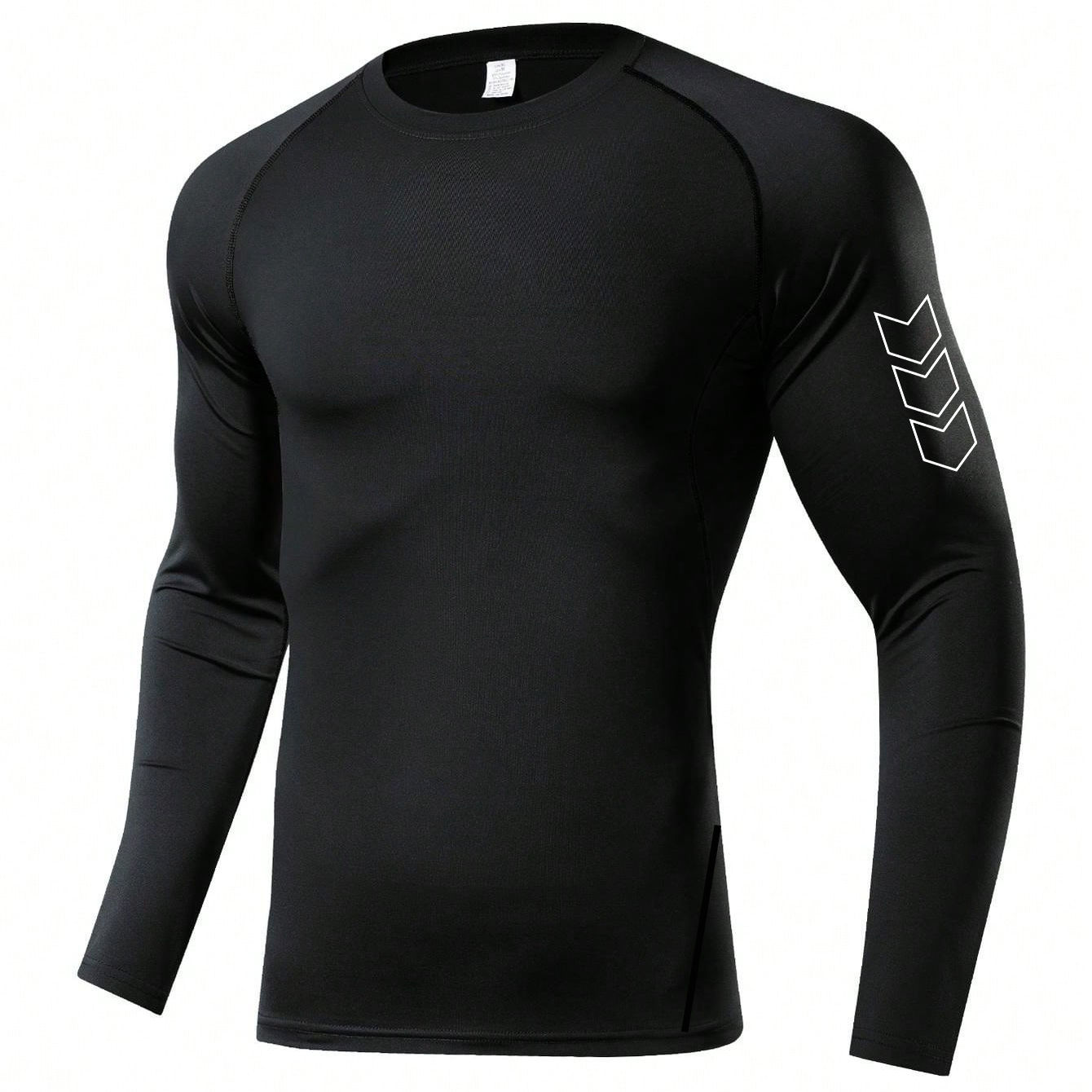 Men's Compression Long Sleeve Shirt Black Fitness T-shirt Male Running Quick Dr