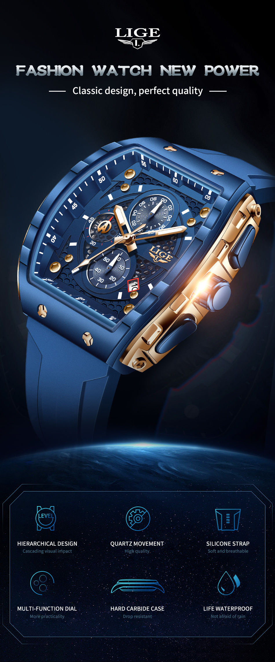 Thumbnail: 2026 LIGE Top Brand Luxury Watches Men Sport Waterproof Quartz Mens Watch Milita