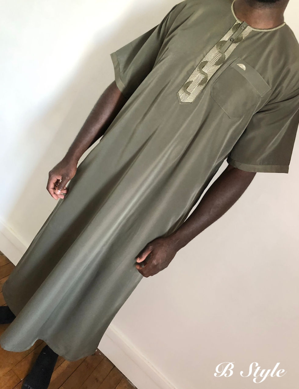 Miniature : qamis homme, Qamis personnalisé, tenue musulmane, qamis blanc, qamis manches courtes, qamis personnalisé, Broderie, B Style
