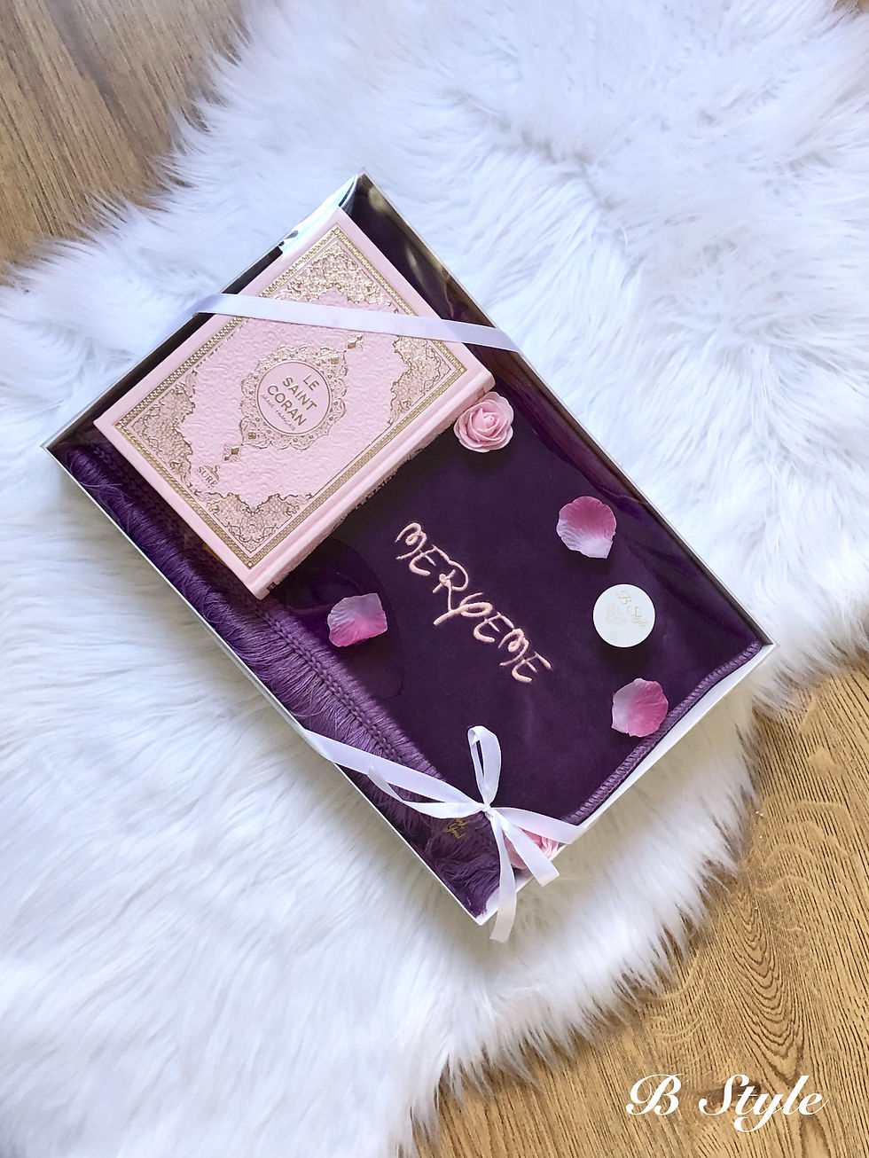 Miniature : Coffret religieux tapis de prière personnalisé, prénom brodé, coran, cadeau du aid ramadan, Broderie, B Style, box islamique