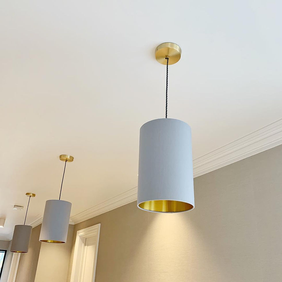 Thumbnail: Light Grey Lampshade With A Brushed Gold Lining