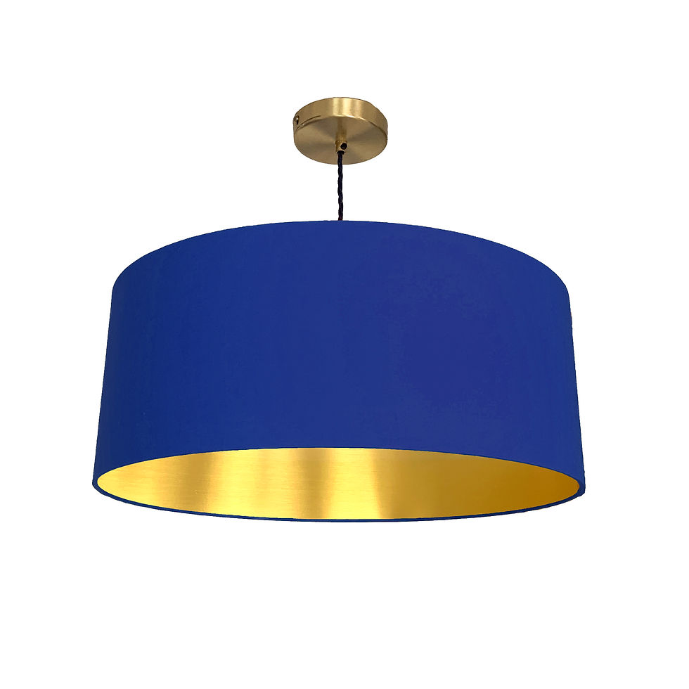 Royal Blue Lampshade With A Brushed Gold Lining