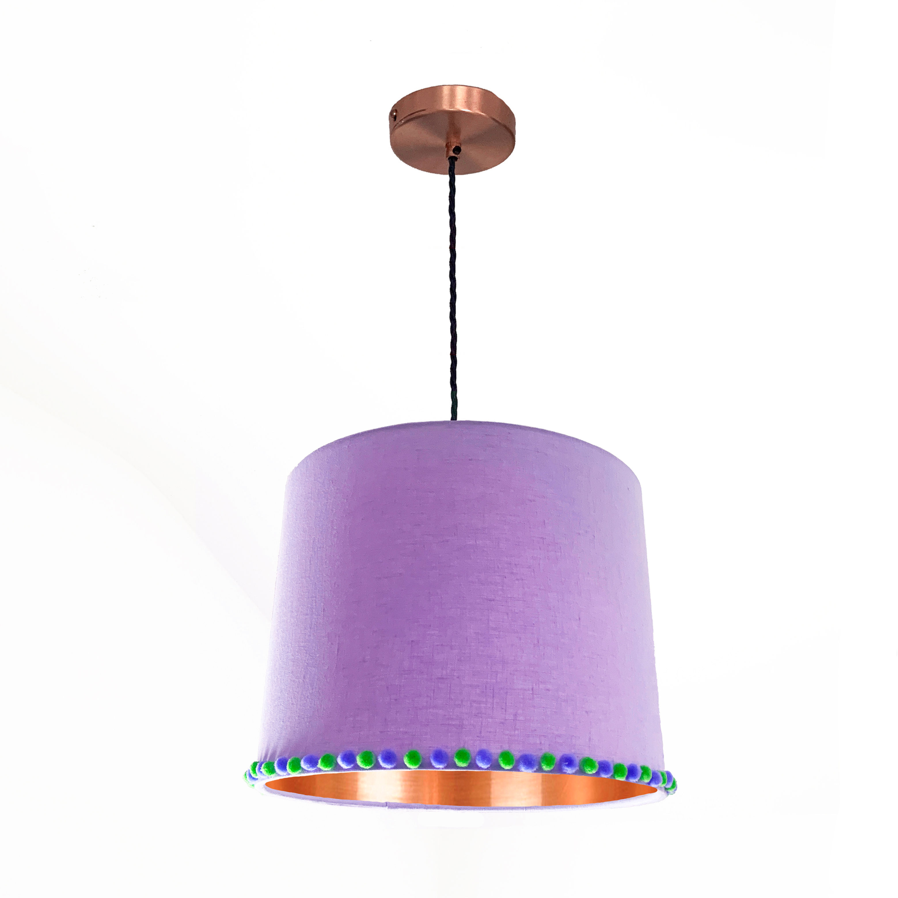 Lilac pom pom lampshade