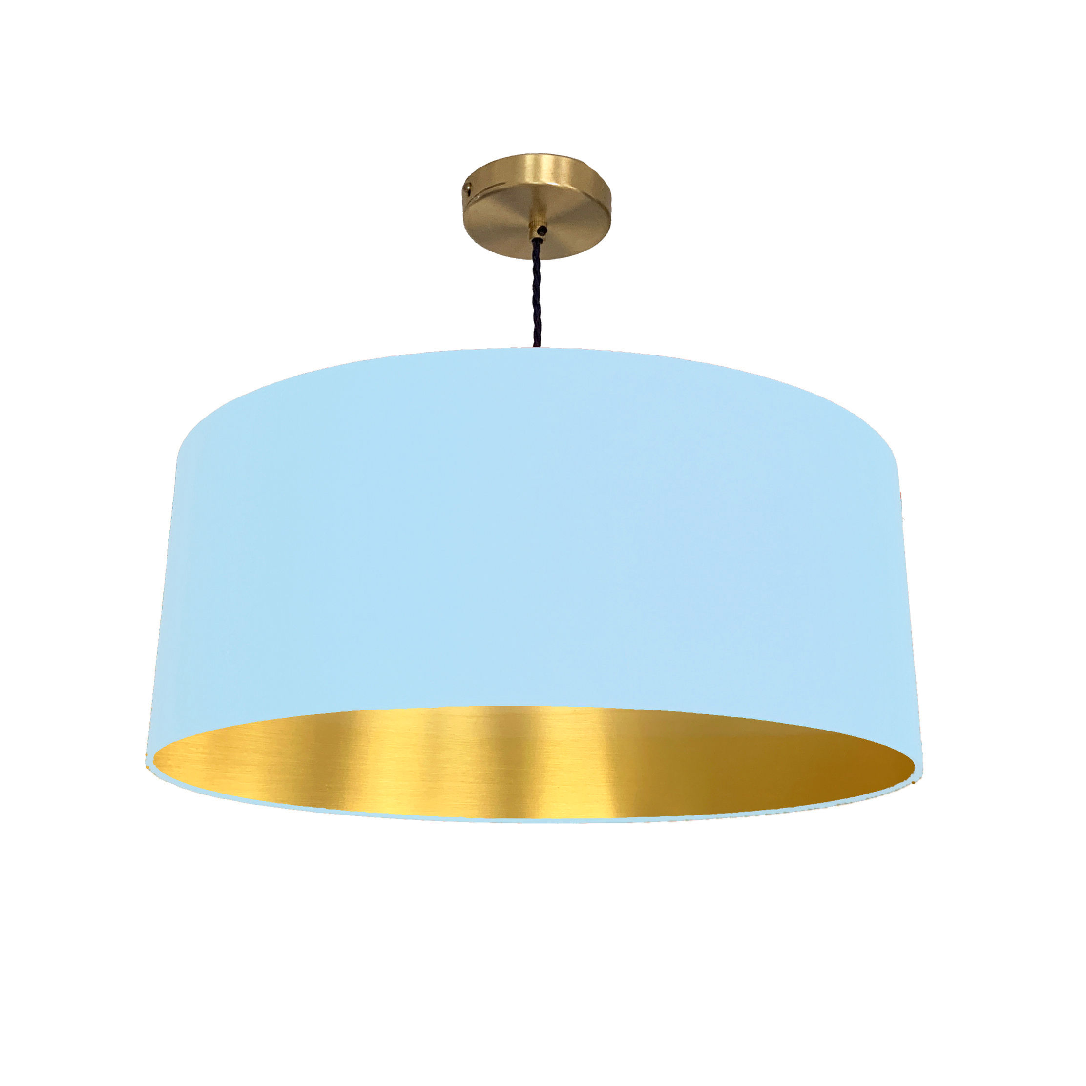 Sky Blue Lampshade With A Brushed Gold Lining