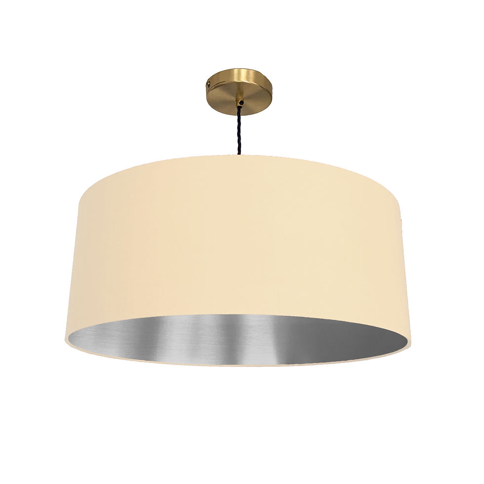 Natural Lampshade With A Brushed Silver Lining