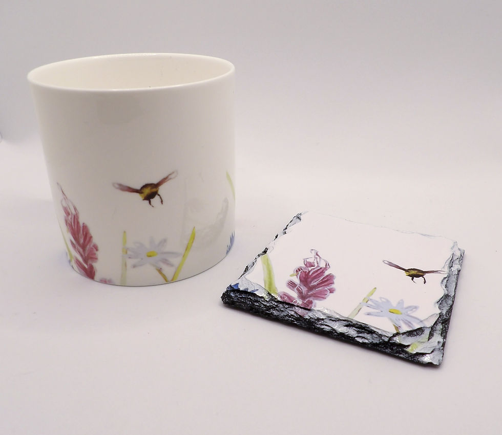 Thumbnail: Balmoral Fine China Mug featuring Bee in Meadow flowers