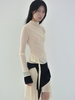 APHORA LONG SLEEVE NUDE TOP | Caro Chia