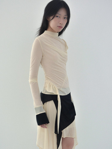 APHORA LONG SLEEVE NUDE TOP | Caro Chia