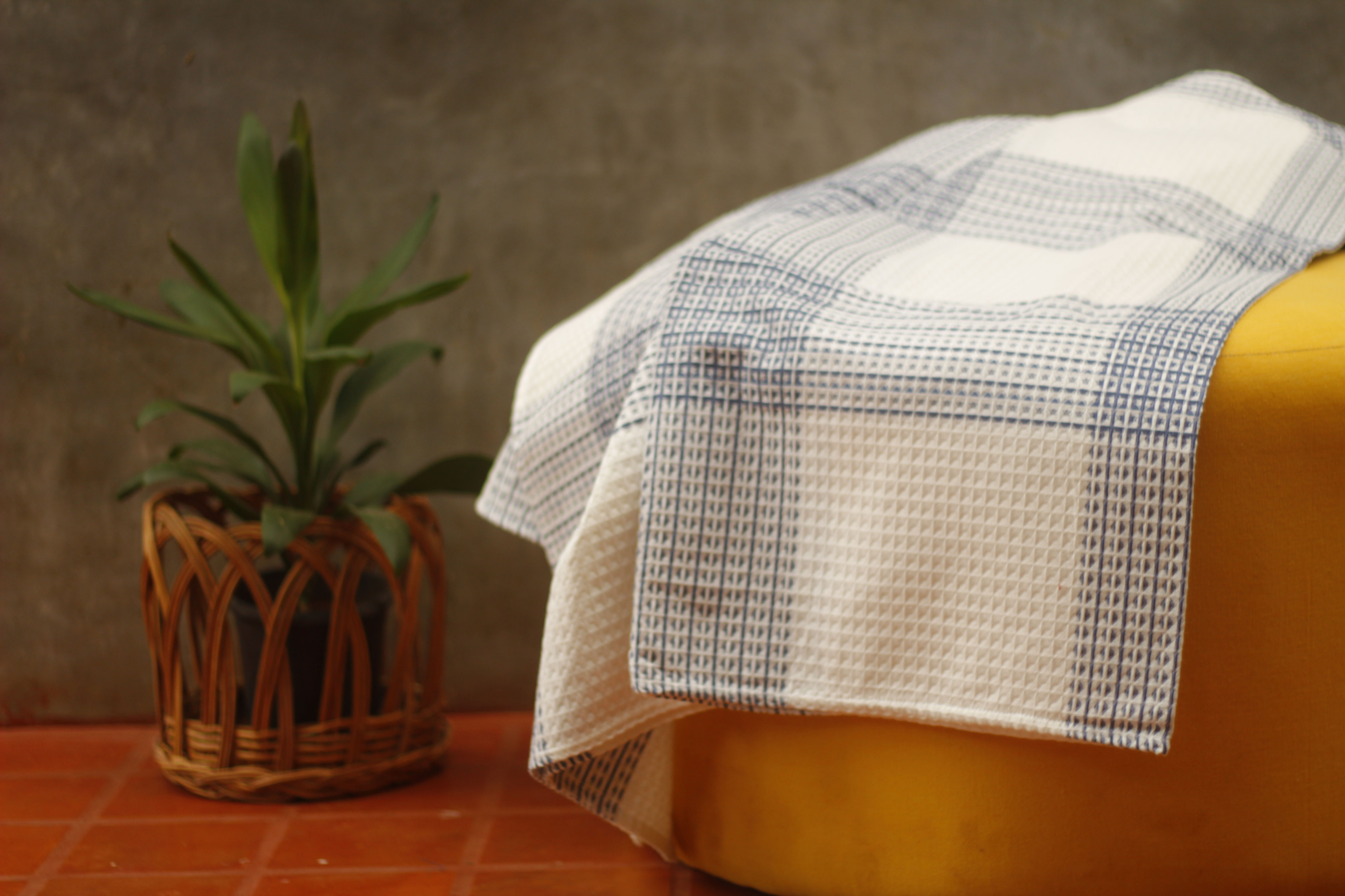 White & Blue Honey Comb Blankets