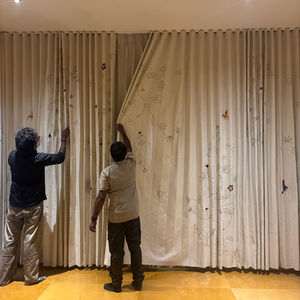 Embroidery ripple curtain