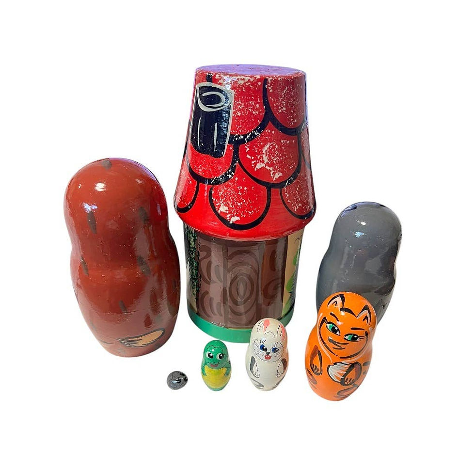 Colorful Matryoshka dolls set, house shape, SMALL Traditional Nesting Dolls Set, 5 pcs/4,5" Matryoshkas