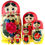 Thumbnail: Colorful Russian nesting dolls set. Red, yellow, and floral painted dolls.
