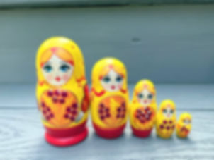 SMALL YELLOW Nesting Dolls Set, 5 Pcs/4.2"