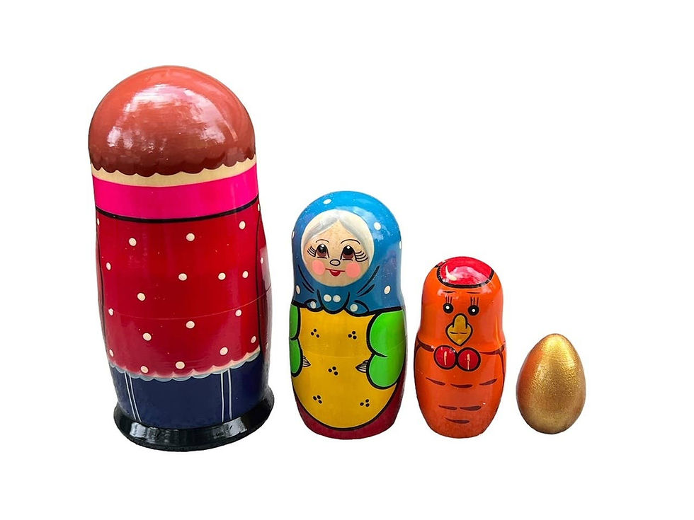 Colorful nesting dolls set with visible details. CRANBERRY Floral Nesting Dolls Set, 10 Pcs/5.5"