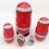Thumbnail: Red Santa Claus nesting dolls set, festive Christmas decor, five pieces total.