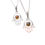 Thumbnail: Two silver hand-shaped necklaces with orange gem pendants on white background.