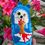 Thumbnail: BLUE CAT with FISH Nesting Dolls Set, 3 Pcs/5.6" holding a small doll and flowers