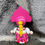 Thumbnail: Pink wooden doll against a stone wall, SMALL TEAL Nesting Dolls Set with flowers, 5 Pcs/4.2"