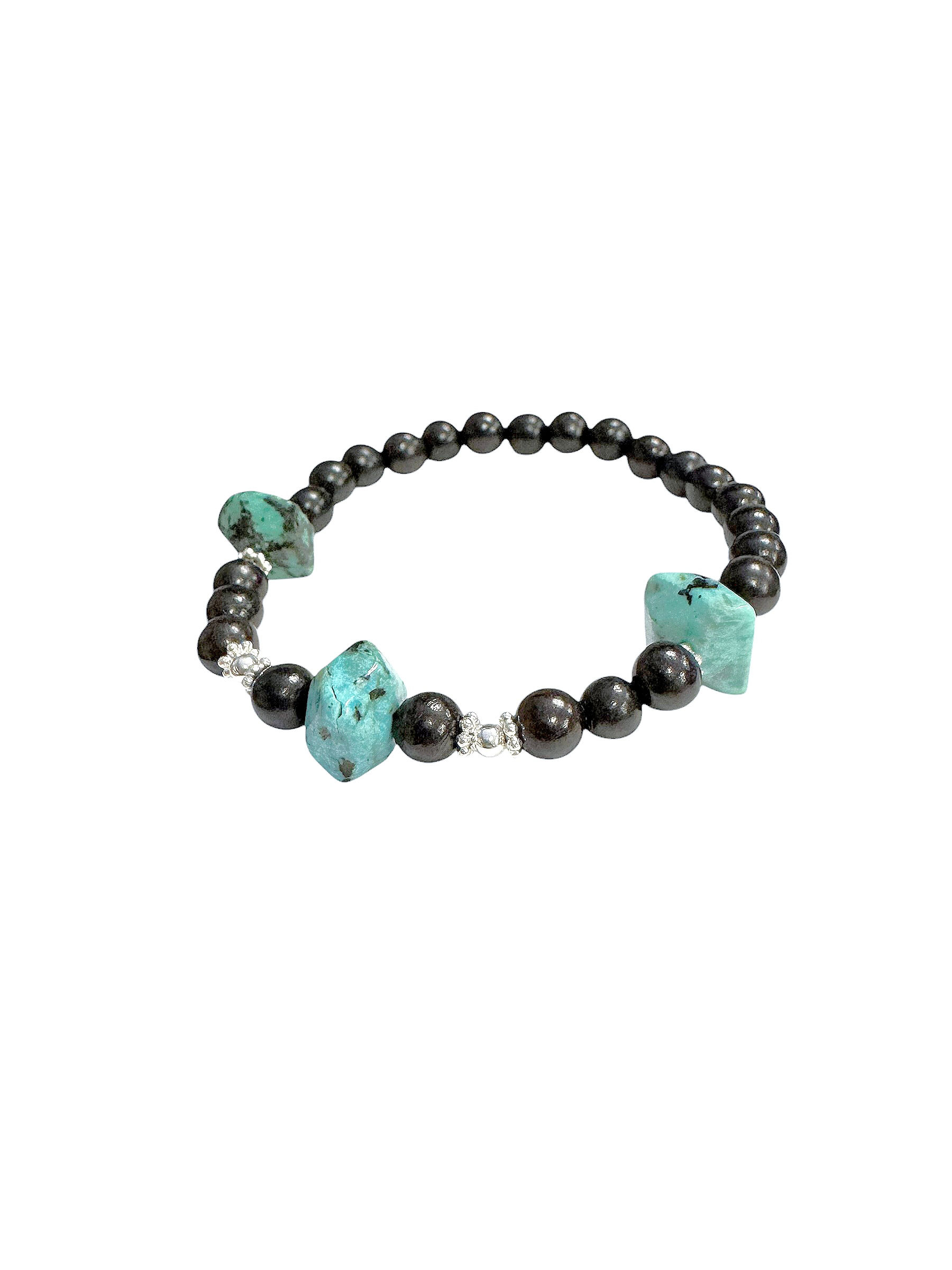 Ebony Wood and African Jasper Stretch Bracelet