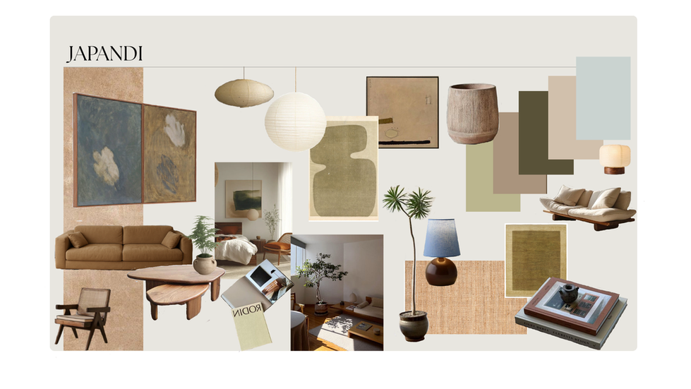 Beige and Green Modern Dream Home Moodboard Whiteboard