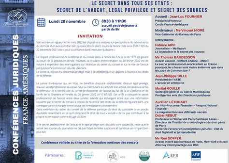 Intervention sur le thème : "Le secret dans tous ses états", France-Amériques