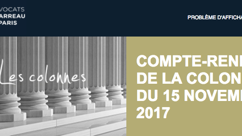 Compte-rendu de la réunion de colonne du 15 novembre 2017 "L'Ordre et la transparence"
