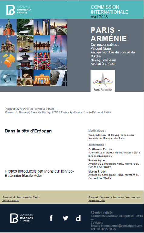 "Dans la tête d'Erdogan", réunion de la Commission ouverte Paris-Arménie
