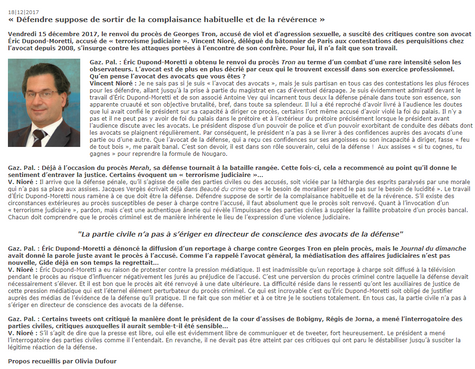 "Défendre suppose de sortir de la complaisance habituelle et de la révérence" Gaz Pal