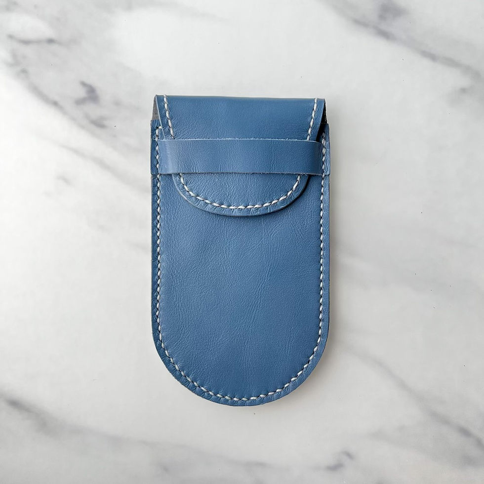 Thumbnail: Leather Watch Pouch Sky Blue (Rounded)