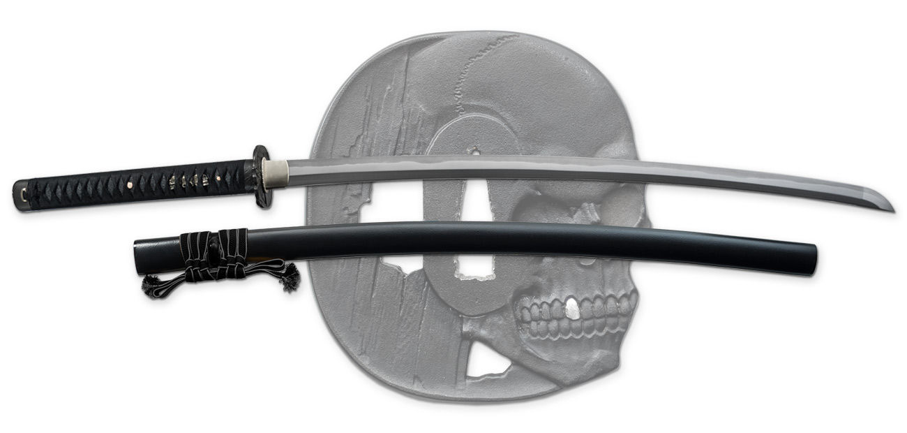 Shi Deaths Head Japanese Samurai Katana Sword Carbon Steel Live Blade Overall View