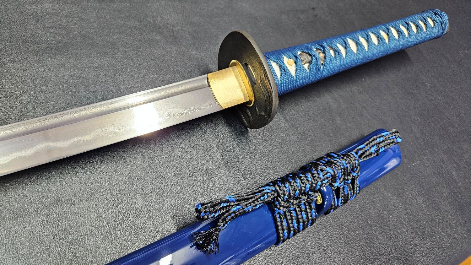 Minogame Damascus Folded Steel Clay Tempered Japanese Katana Sword Blade
