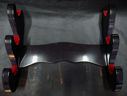 Triple / Three Sword Wall Stand Deluxe Gloss Black Finish Red Velvet ...