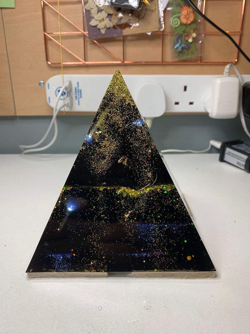 Thumbnail: RESiN PYRAMID BATTERY BEDSIDE LAMP