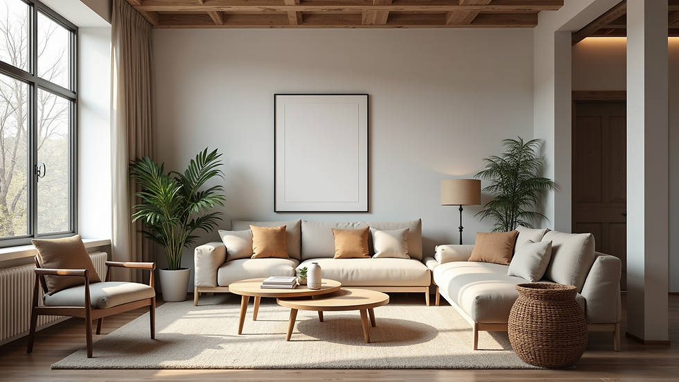 Eye-level view of a cozy living room in a Dubai apartment