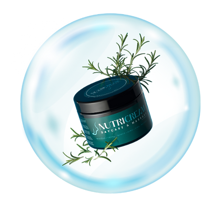 Blauwe pot met tekst NutriClean, blaadjes erbij, en een water bubbel Coolfoot_hu