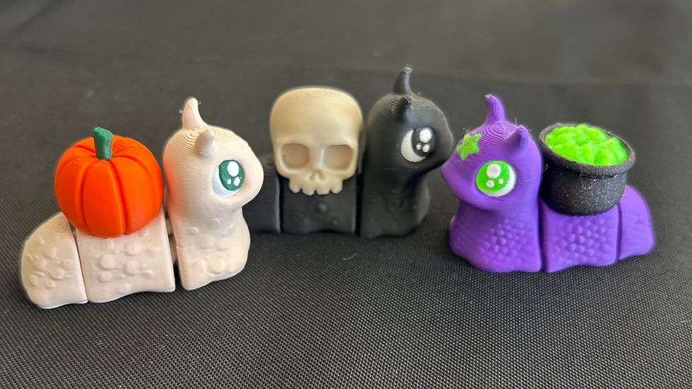 Thumbnail: Halloween 3D fidget snails pumpkin, skull and cauldron
