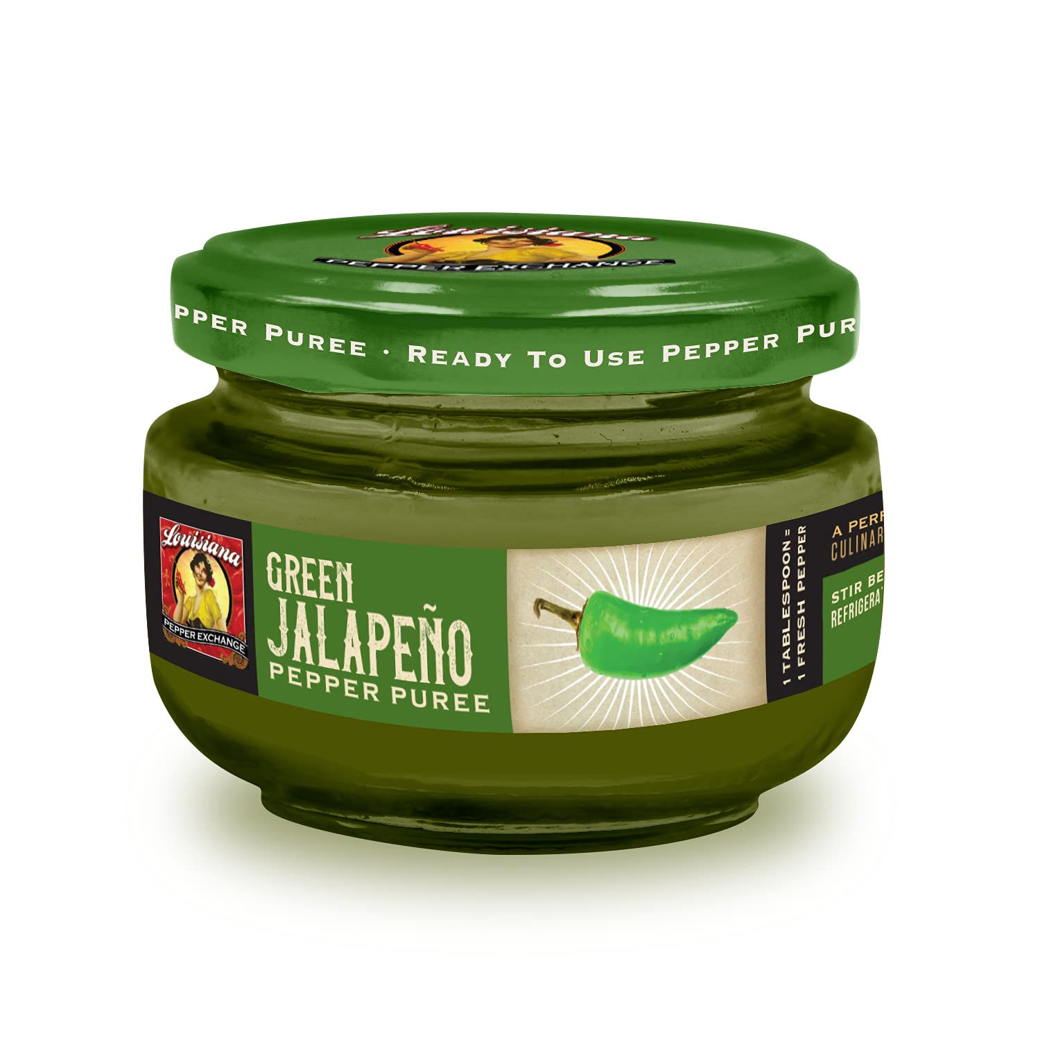Louisiana Pepper Exchange Green Jalapeno Pepper Puree Sauce Salsa, Hot Spicy ...