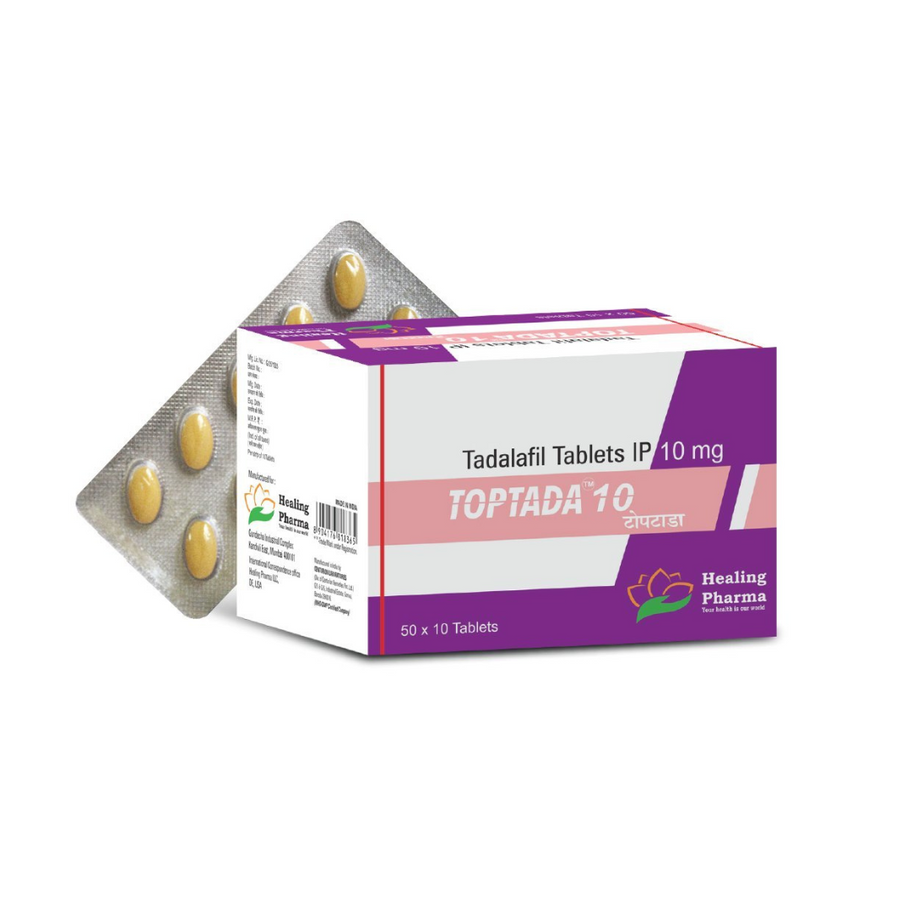 Toptada 10 mg (Tadalafil) is an oral tablet designed to treat erectile dysfunction by enhancing blood flow to the penis for f