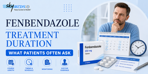 Fenbendazole treatment duration guide showing patient questions, dosage timeline, and medication information with trusted healthcare resources from theskymeds.