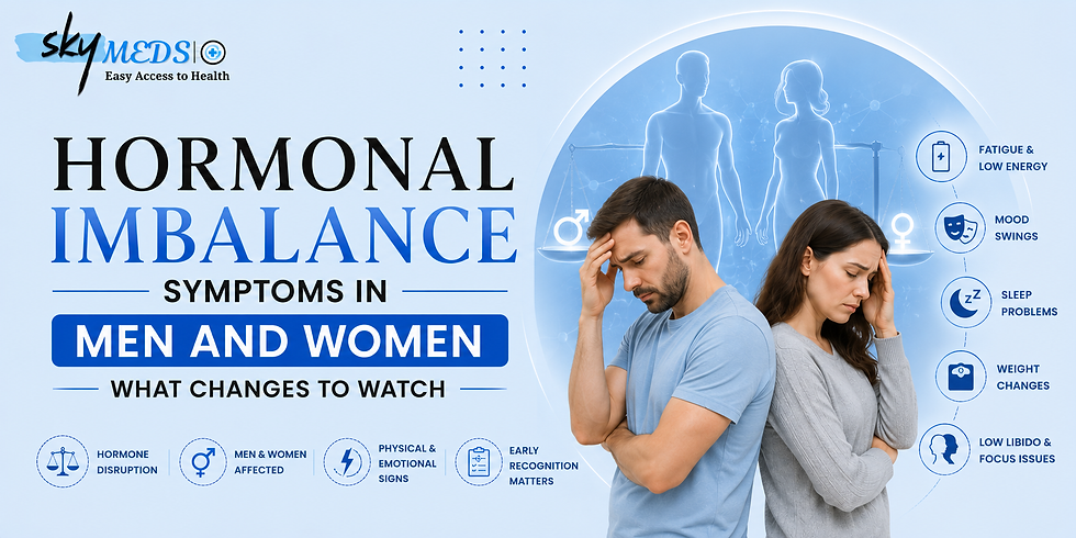 Hormonal imbalance symptoms in men and women including fatigue, weight changes, acne, and mood swings – theskymeds