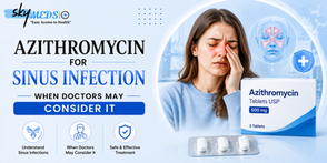 Azithromycin for sinus infection treatment guide with antibiotic tablets and sinus health information by theskymeds.