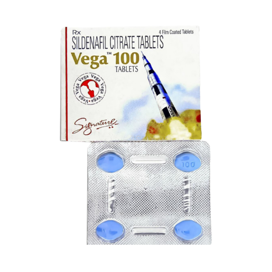 Vega 100 mg is a powerful oral tablet used to treat erectile dysfunction by increasing blood flow to the penis for firm and l