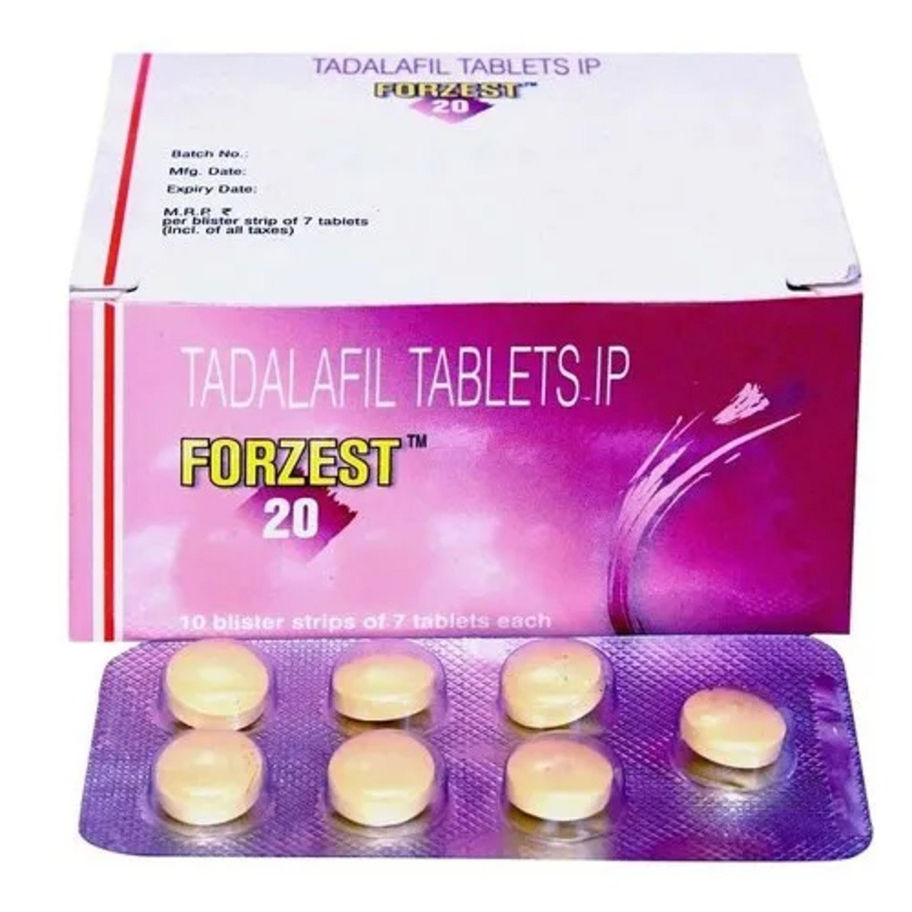 Forzest 20 mg (Tadalafil) is a long-acting oral tablet used to treat erectile dysfunction by boosting blood flow to the penis
