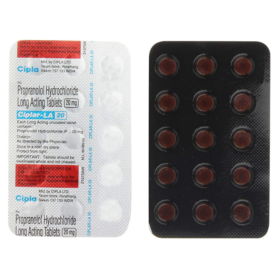 Propranolol 20mg Extended Release Tablet | Blood Pressure and Migraine Prevention Medication